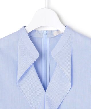 ICB 【先行予約】クリーンブロード ラッフルデザイン プルオーバーブラウス ブルーストライプ