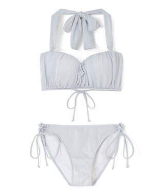 San-ai Resort（三愛水着楽園） 軽い着け心地でしっかり盛れる【楽盛り水着】　ラメギャザーワイヤー水着　9M　【San-ai Resort（サンアイリゾート）】 シルバー