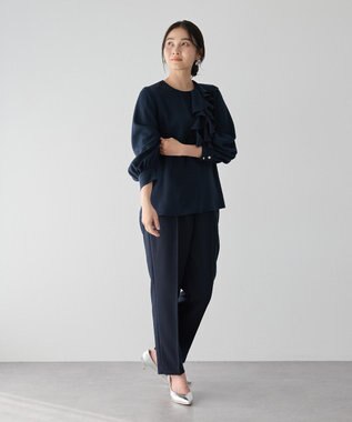 YECCA VECCA アシメラッフルブラウス Navy