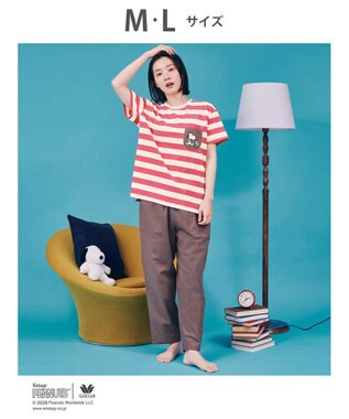 WACOAL PEANUTS パジャマ 4分袖 長ズボン 綿100%(本体) スヌーピー レディース FDT165 /ワコール