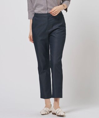 J.PRESS LADIES L 【WEB限定カラーあり】TCシャンブレーサテンST テーパード パンツ ネイビーシャンブレー系