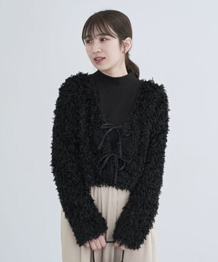 Green Parks ・ＳＵＧＡＲＳＰＯＯＮ　２ｗａｙフェザーカーディガン Black