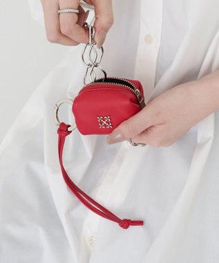 russet カラビナ付き レザーミニポーチ型チャーム(Z-220) S.Red