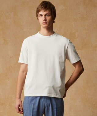 JOSEPH ABBOUD 【和紙ニット/日本素材・縫製/ 軽量/通気性/速乾性】和紙フライス Tシャツ ホワイト系