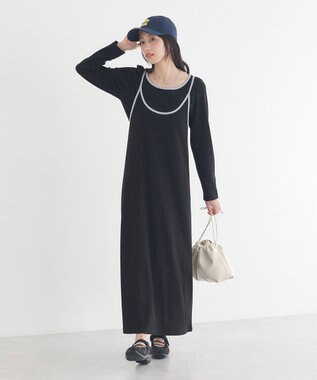 earth music&ecology 【2点SET】レイヤードバイカラーカットワンピース ブラック