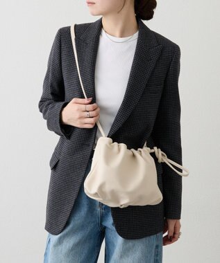 russet レザー巾着4WAYショルダーバッグ(CE-1454) Ivory