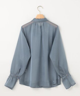 組曲 シャイニーオーガン ボウタイ付きブラウス ダスティブルー系