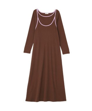 earth music&ecology 【2点SET】レイヤードバイカラーカットワンピース ブラウン