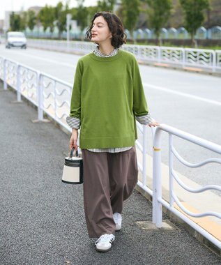 CRAFT STANDARD BOUTIQUE 洗える/とてもちラグランニットプルオーバー Green