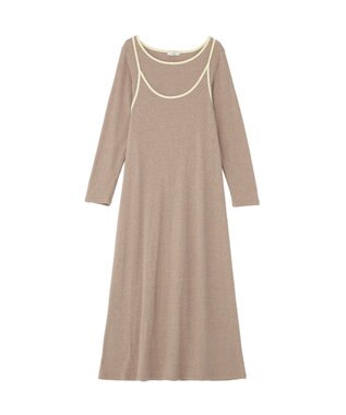 earth music&ecology 【2点SET】レイヤードバイカラーカットワンピース ベージュ