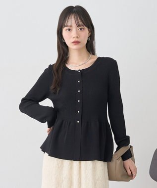 earth music&ecology 【接触冷感】ペプラムニットカーディガン Black