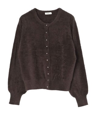earth music&ecology ミニシャギーパールボタンカーディガン Brown