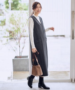 ANY 【2WAY/セットアップ可】ライトツイードジャンパースカート チャコール