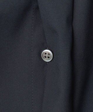 #Newans 【シワになりにくい/洗濯機可能】ラウンドフリルバンドカラーシャツ ネイビー