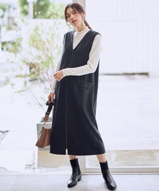 ANY 【2WAY/セットアップ可】ライトツイードジャンパースカート チャコール