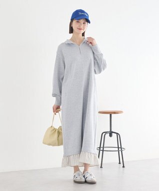 earth music&ecology レイヤーヘムワンピース Gray Mixture