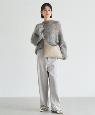 russet エンボスモノグラム ソフトレザーショルダーバッグ(CE-1547) GrayBeige