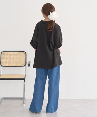 earth music&ecology 【セットアップ対応】リネンライクダブルジャケット Black