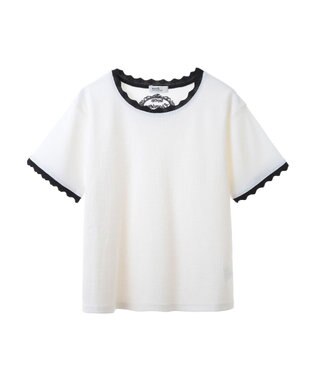 earth music&ecology バイカラースカラッププルオーバー Ivory