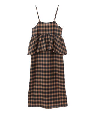 Green Parks チェックペプラムキャミワンピース Orange