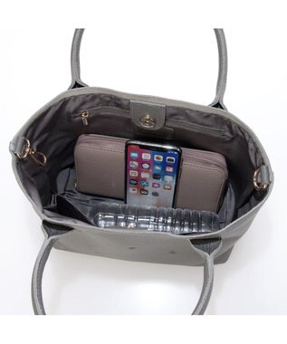 UNBILLION ペルケ perche / 牛革ドット刺繍2wayトートS GY