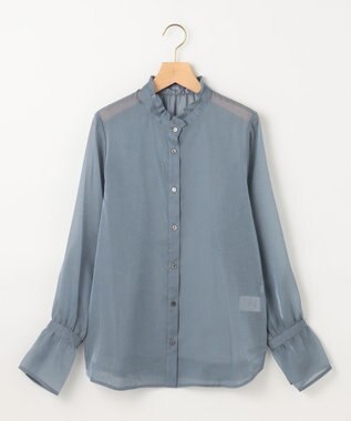 組曲 シャイニーオーガン ボウタイ付きブラウス ダスティブルー系