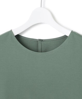 23区 S 【洗える】シルエットスムースコンビ バックフレア カットソー モスグリーン系