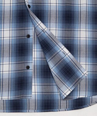 WEGO 【ユニセックス着用ITEM/MLサイズ展開】オンブレチェックフードシャツ（LS） ブルーチェック1