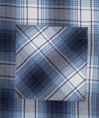 WEGO 【ユニセックス着用ITEM/MLサイズ展開】オンブレチェックフードシャツ（LS） ブルーチェック1