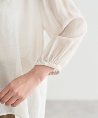 YECCA VECCA ラッフルリボンシアーブラウス Off White