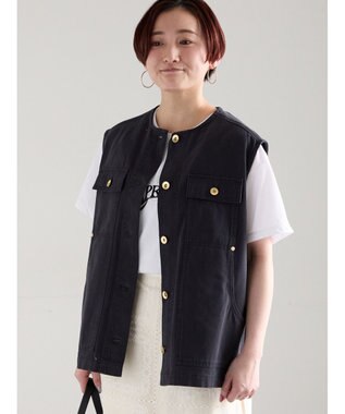 Te chichi ノーカラーワークベスト ネイビー