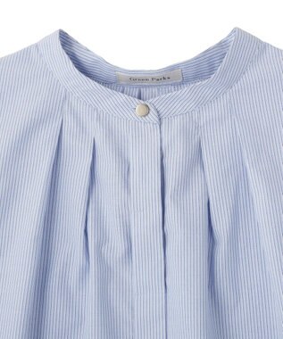Green Parks タックショートスリーブブラウス Stripe