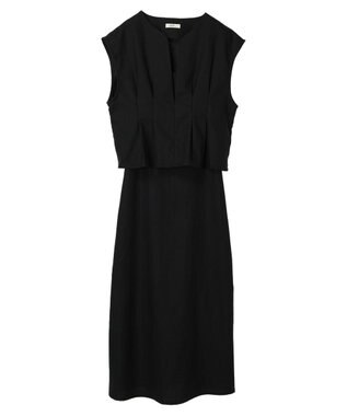 earth music&ecology ＳＥＴ２点ヘリンボーンベスト＋キャミドレ Black