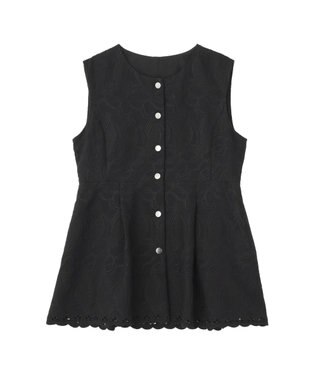 YECCA VECCA 刺繍ペプラムジレ Black