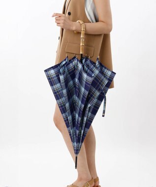 AURORA 【MACKINTOSH LONDON（マッキントッシュ ロンドン）】先染めチェック雨傘（長傘） ネイビー