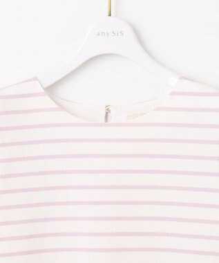 ANY SIS L 【UVカット・接触冷感・撥水・汗ジミ防止】プレーティングジャージー タックスリーブ カットソー ラベンダーボーダー