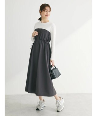 Green Parks ドロストドッキングワンピース Gray