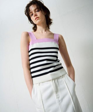 GRACE CONTINENTAL 配色ニットキャミ ピンク