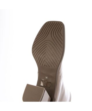 MODE ET JACOMO <carino>【レイン対応】スクエアトゥブロックヒールブーツ ベージュエナメル