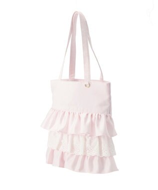 Maison de FLEUR サテンフロントフリルスクエアトートバッグ Light Pink