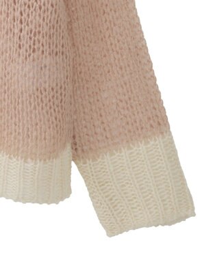 AMERICAN HOLIC モヘアライク配色ニットプルオーバー Light Pink
