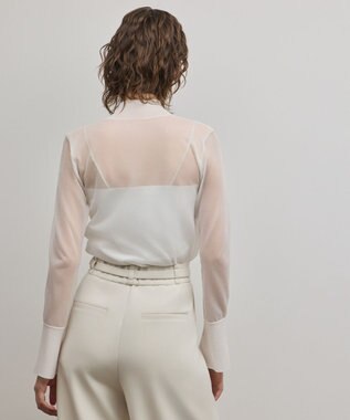 GRACE CONTINENTAL シアーハイネックニットトップ ホワイト