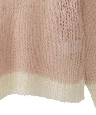 AMERICAN HOLIC モヘアライク配色ニットプルオーバー Light Pink