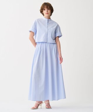 uncrave カラータイプライター フレアスカート サックス