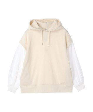 CRAFT STANDARD BOUTIQUE 裏毛袖レイヤード風パーカー Ivory