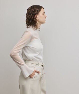 GRACE CONTINENTAL シアーハイネックニットトップ ホワイト