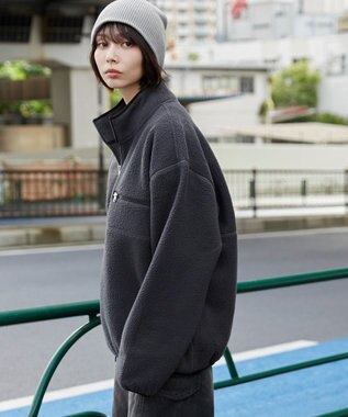 WEGO 【ユニセックス着用】フリース　ハーフZIPプルオーバー ダークグレー