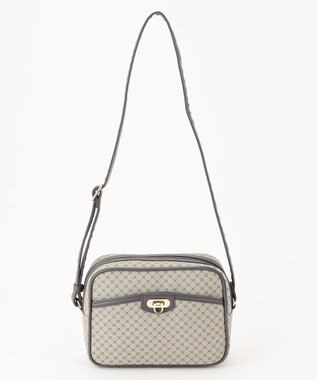 ANY クラシックラウンドショルダーバッグ ベージュ×グレー柄