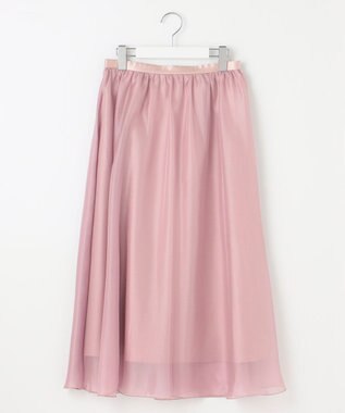 Feroux 【洗える】シアーギャザーフレア スカート ピンク系