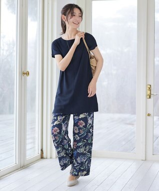 Tiaclasse 【新色追加】フレンチスリーブニットチュニック ネイビー